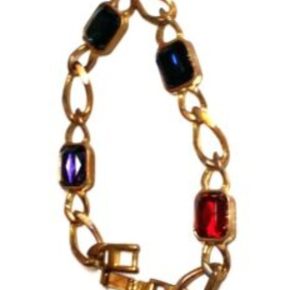 Red Green Blue Purple Large Rhinestones Copper Br